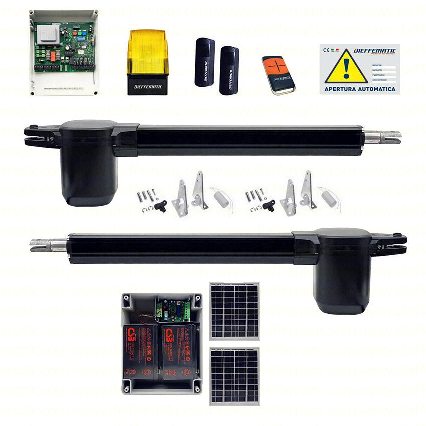 KIT PANNELLO SOLARE BHE 500 DFM 2 ANTA BATTENTE 24V CON SUNPOWER 2 BATTERIE