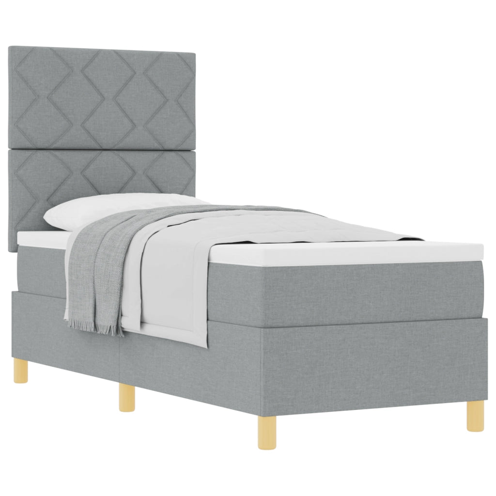 Letto box spring con materasso grigio chiaro 80x200 cm in tessuto
