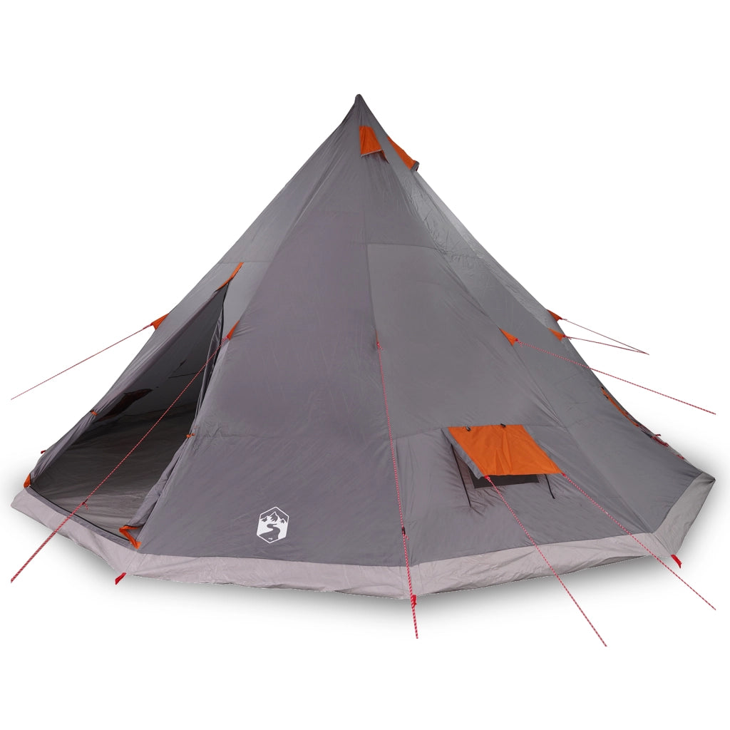 Tenda da famiglia Tipi grigia e arancione impermeabile per 12 persone