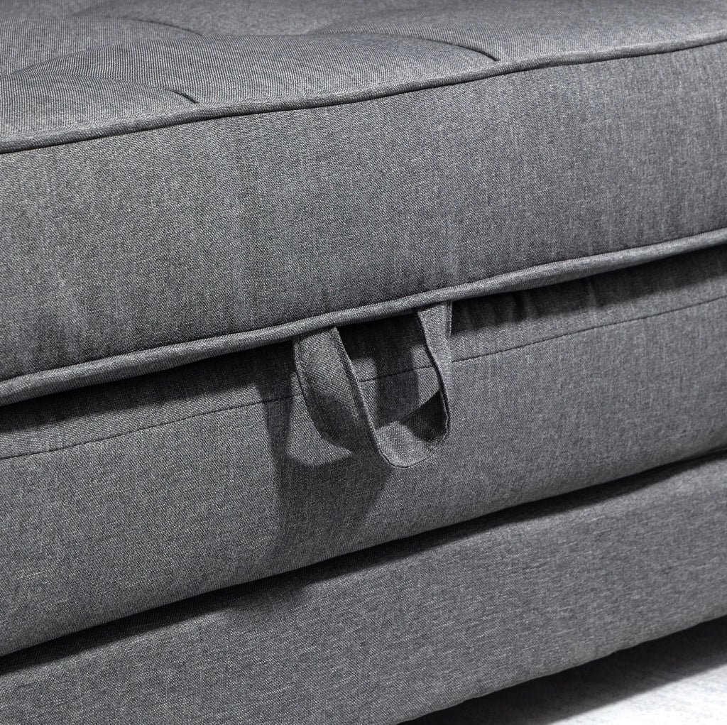 Divano letto 147.5x75x85 cm trasformabile in letto; struttura in legno e poliestere; grigio