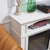 Camino Elettrico con Effetto Fiamma LED Regolabile 1800 W, Telecomando, Timer e Ripiano Integrato, Bianco