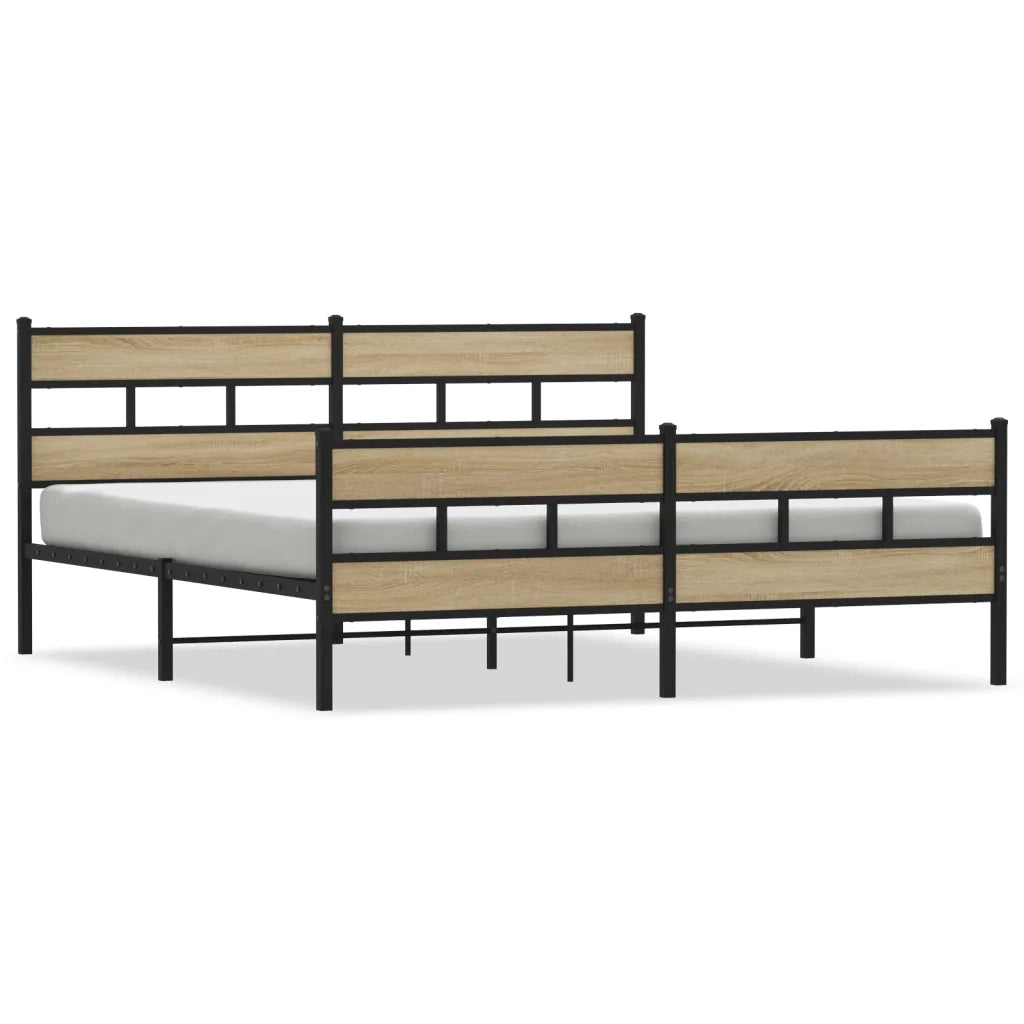 Giroletto senza Materaso in Metallo Rovere Sonoma 183x213 cm 3308473