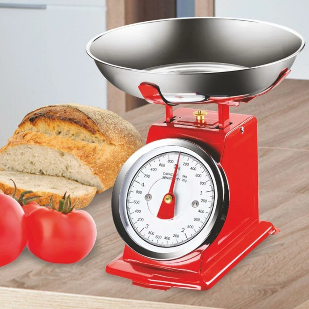 Bilancia Meccanica Analogica da Cucina in Metallo Atlas Vintage 5Kg Rosso