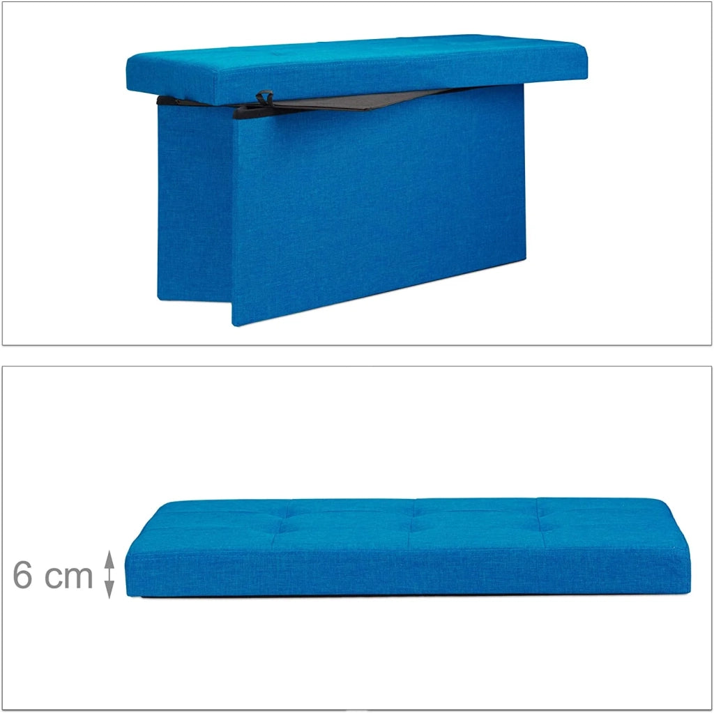 Panca sgabello pouf pieghevole cassapanca poggiapiedi 76 cm lino blu 13_0002337_2