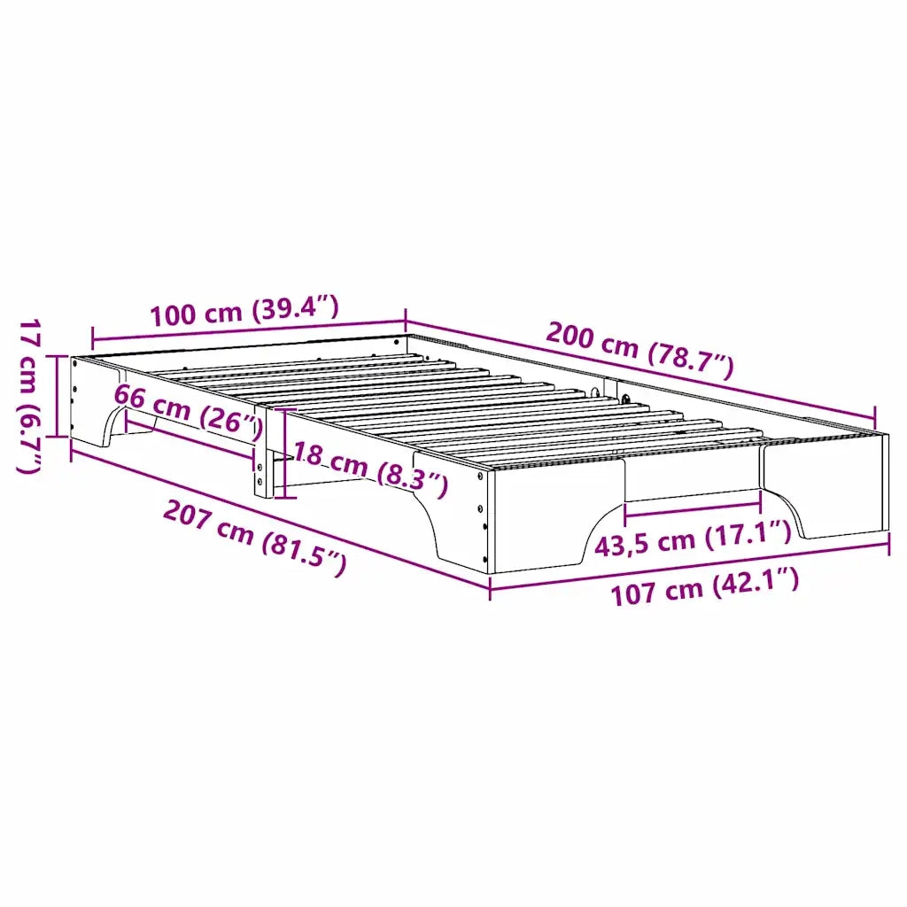 Struttura del letto Marrone cerato 100 x 200 cm Pino massello 872877