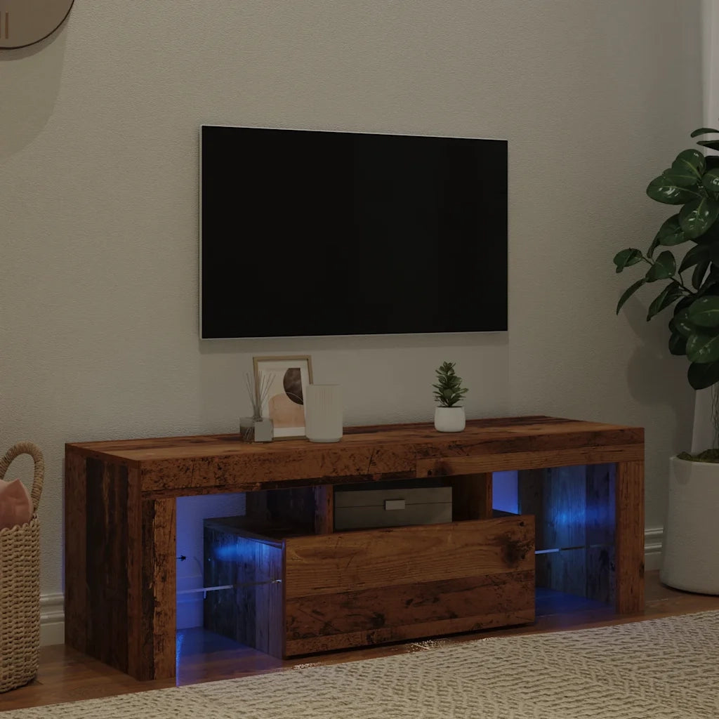 Mobile Porta TV con LED Legno Antico 120x36,5x40 cm Multistrato