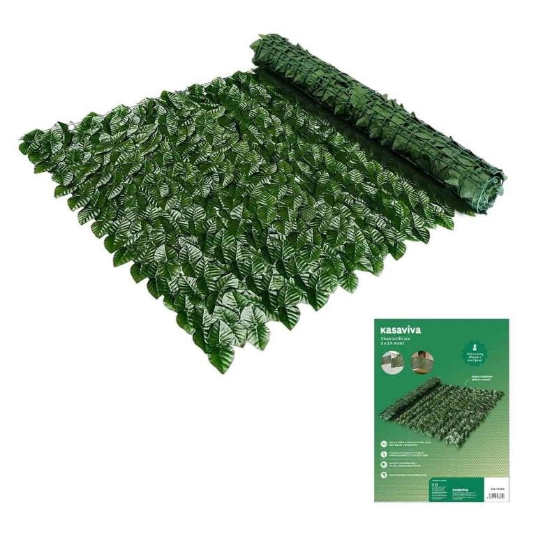 Siepe Artificiale Frangivista Rotolo Foglie Verdi 3 x 1 Metro