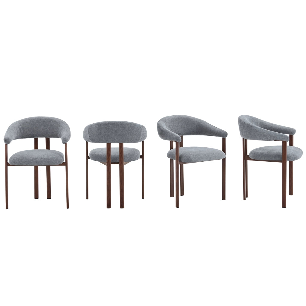 Sedie da Pranzo Set 4 Pezzi ¨C Xylo ¨C Tessuto Grigio con Gambe in Metallo