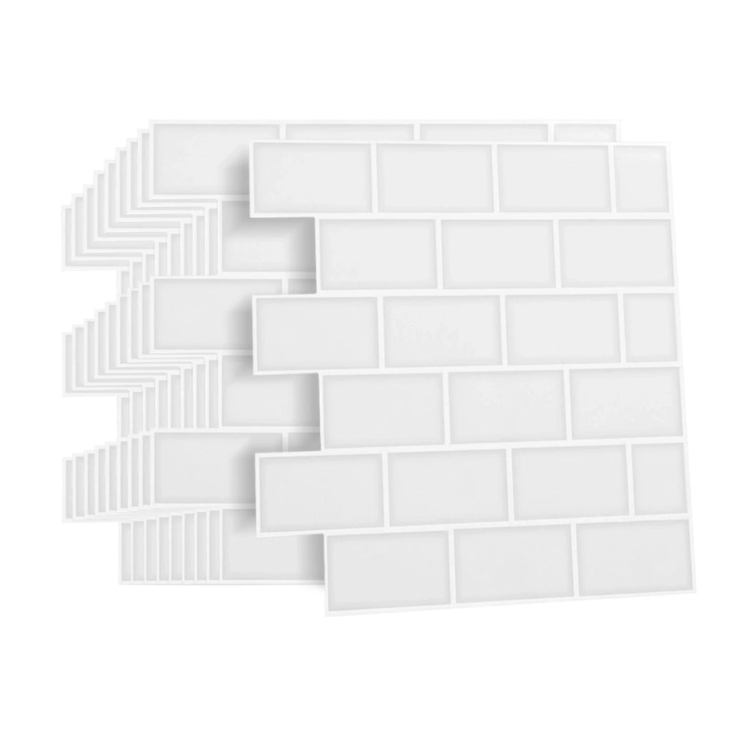 IDMarket - Piastrella adesiva da parete effetto metro bianca 10 pz 30x30 cm