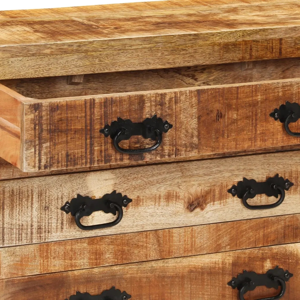 Credenza | Madia | Buffet da pranzo | Armadio da pranzo con 3 Cassetti 80x30x65 cm Legno Grezzo Massello Mango