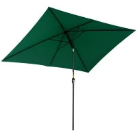 Ombrellone Rettangolare 2x3 m Pieghevole e Regolabile con Manovella, in Alluminio e Poliestere, Verde e Nero