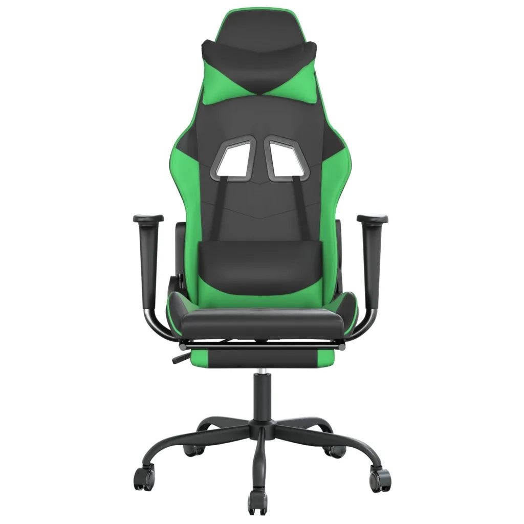 Sedia da Gaming | Sedia da e-sports con Poggiapiedi Nero e Verde in Similpelle