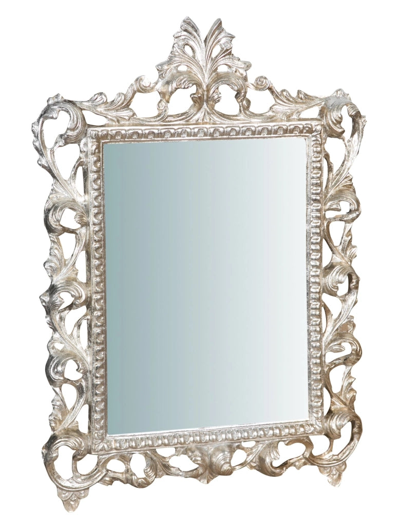 Biscottini SPECCHIERA DA PARETE IN LEGNO FINITURA FOGLIA ARGENTO L45XPR4XH61 cm Made in Italy
