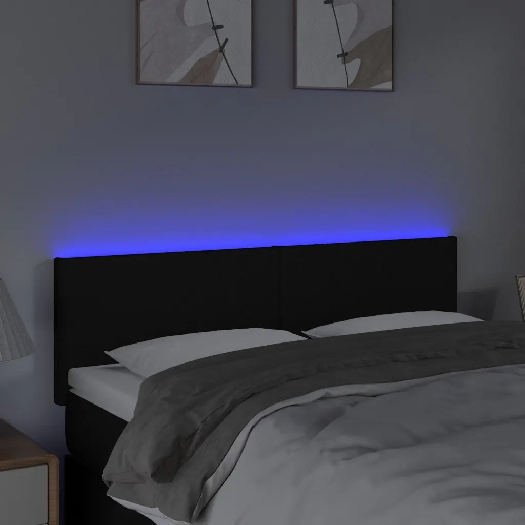 Testiera a LED-Testata con LED Nera 144x5x78/88 cm in Tessuto 107157