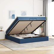 Struttura Letto Pouf con Materassi Blu 200x200 cm in Tessuto 3311140