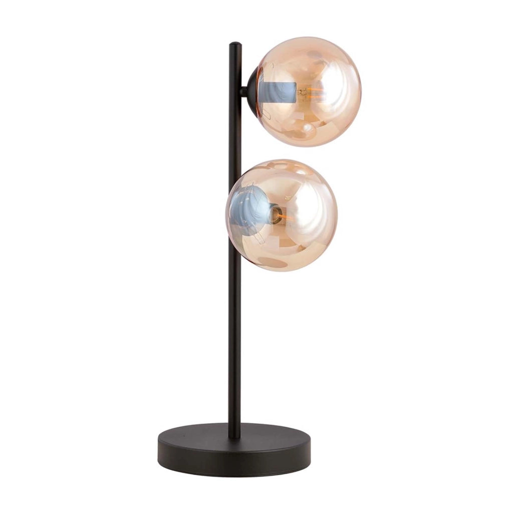 Lampade Da Scrivania Minimal Durga Acciaio Nero Ambra 2 Luci E14 Ip20