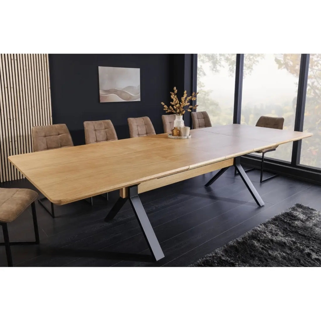 Tavolo da pranzo RADIAM – MDF impiallacciato quercia e metallo – 180-300 cm – Estensibile