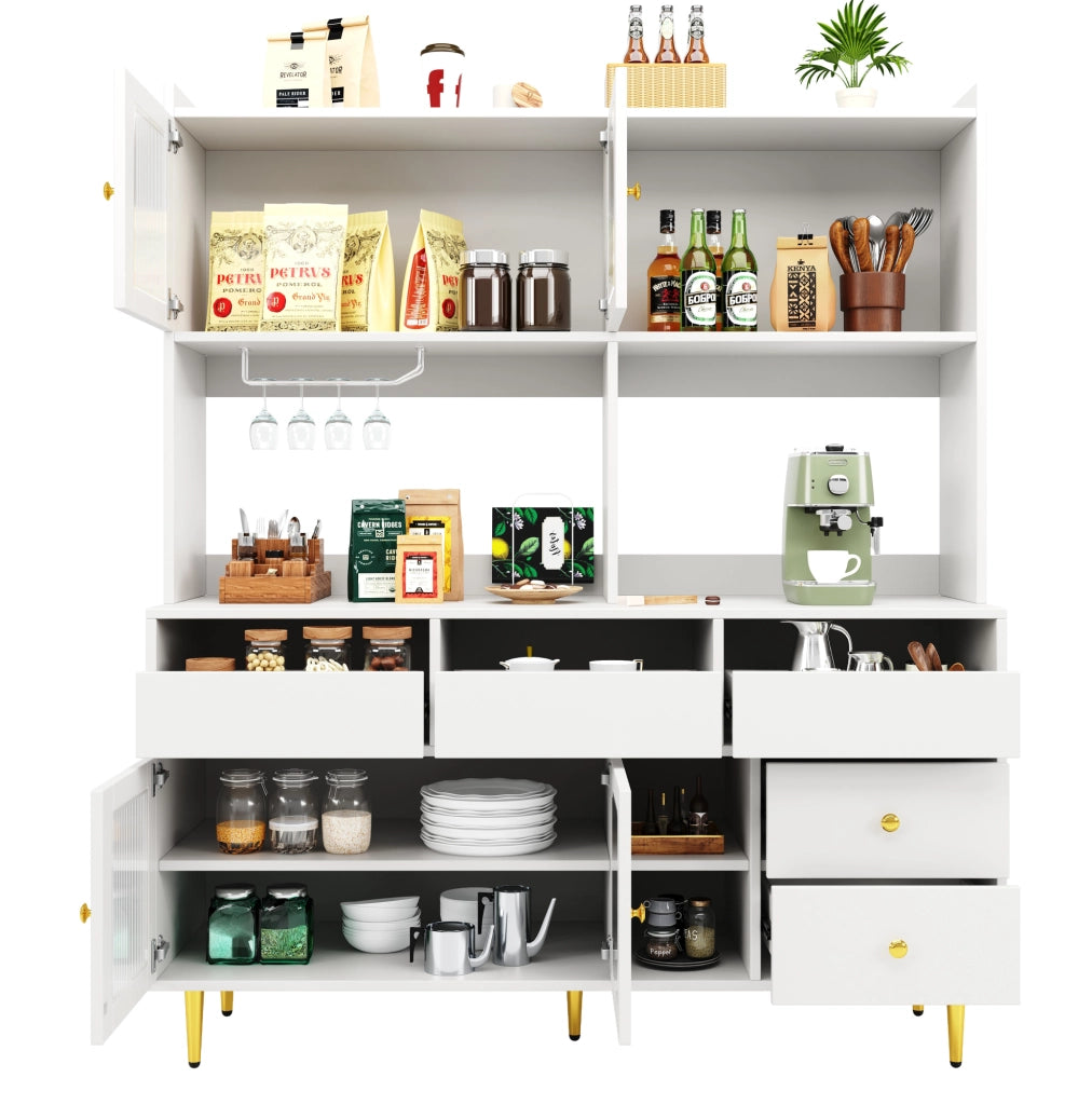 Credenza moderna in MDF con vetro Chambray e portabottiglie
