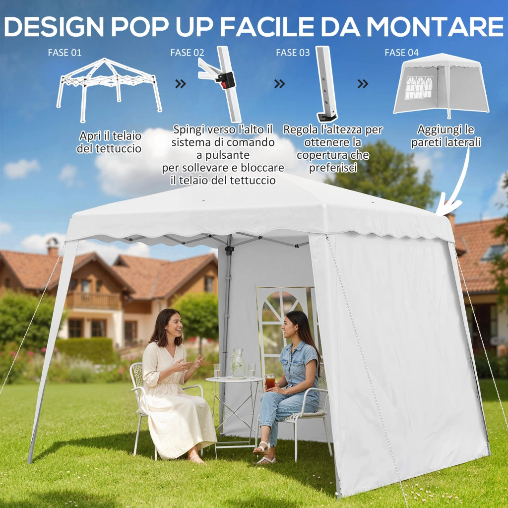 Gazebo da Giardino Pieghevole in Acciaio e Tessuto ¨C Zephmum ¨C Grigio 240x240x250cm