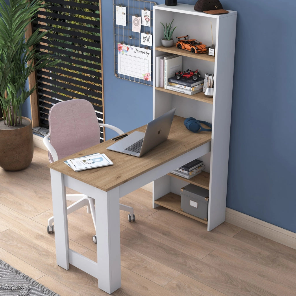 Cervaro, Scrivania 5 Ripiani, 120x54x154h cm Marrone Rovere
