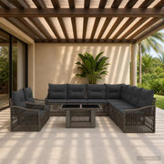 Set Divano da Giardino 10 pz Grigio e Grigio Scuro polyrattan 3437270