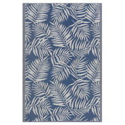Tappeto per esterni Tappetino blu sintetico 120 x 180 cm foglia di palma motivo floreale moderno balcone patio terrazza