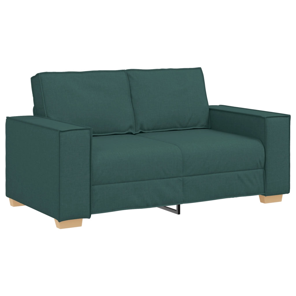 Set di divani 3 pezzi con cuscini in tessuto verde scuro