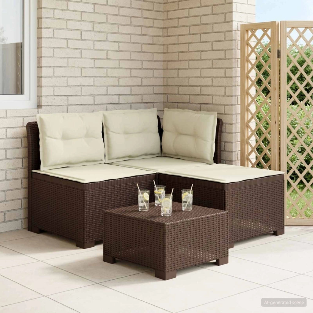 Divano da giardino 3 posti con cuscini in look rattan 3 posto 8011908
