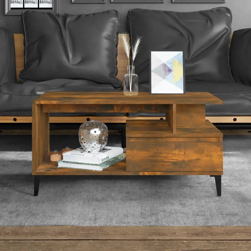 Tavolino da Salotto Rovere Fumo 90x49x45 cm Legno Multistrato 819625