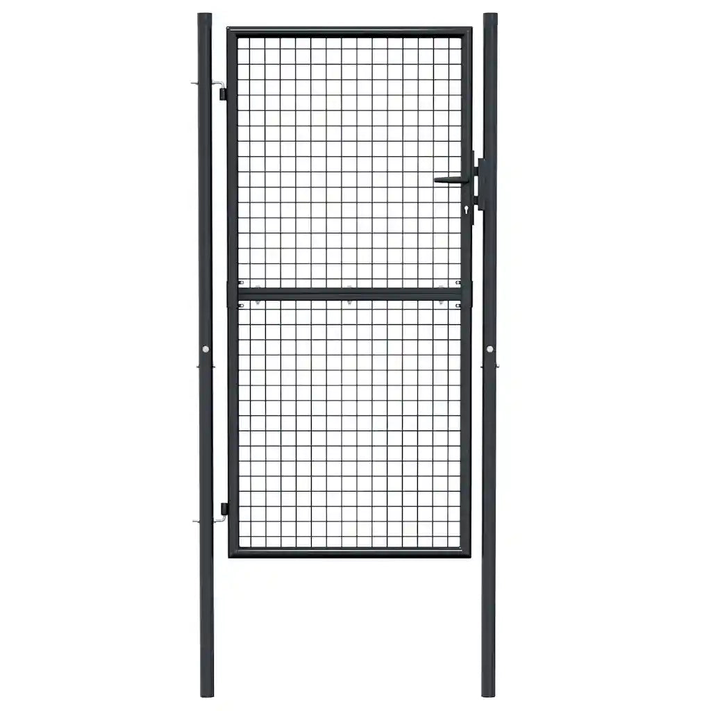 Cancello da Giardino in Rete di Acciaio Zincato 100x175 cm Grigio 145774