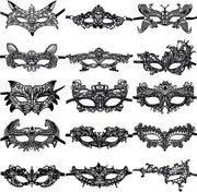 Maschera da Occhi Flessibile in Tulle con Fregi Argentati per Festa di Ballo e Costume di Maschera Veneziana - Nero Argento