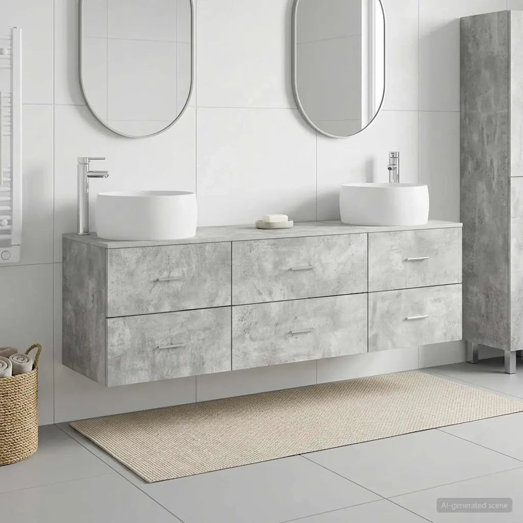 Set di mobili per il bagno 3 pz Grigio Cemento 3405918