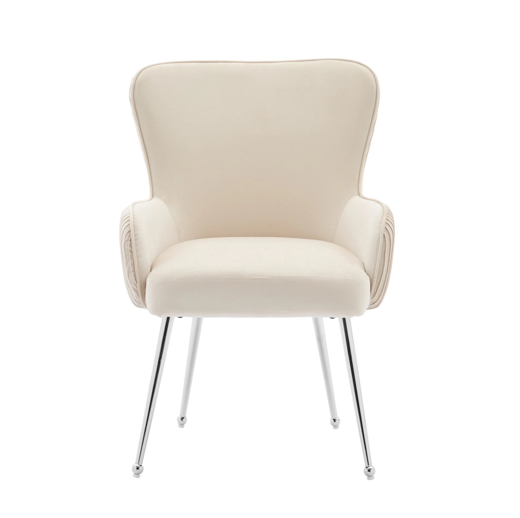 Set di 6 sedie in velluto con braccioli e supporto lombare beige