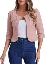 Jeans giacca 3/4 maniche per donne in taglia XS