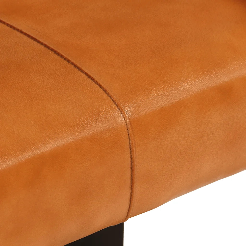 Panca-Sgabello Nera e Marrone 110 cm in Vera Pelle di Capra