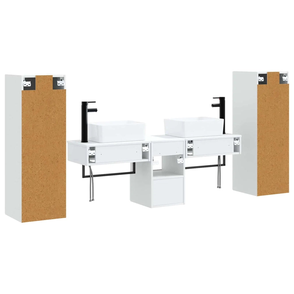 Set di mobili per il bagno 5 pz Bianco Lucido 3405977
