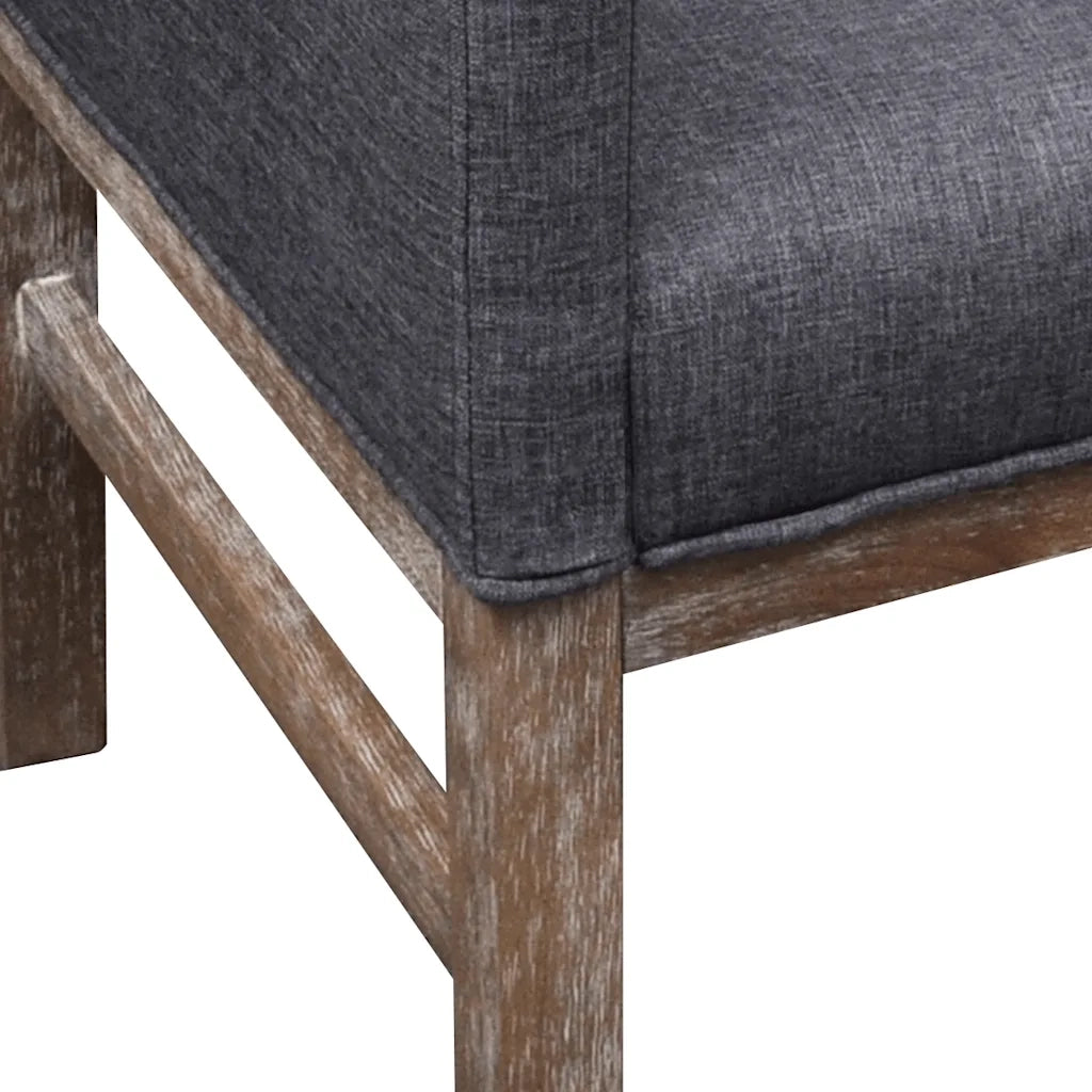 Panca con Cuscino Imbottito Tessuto Legno di Hevea Grigio Scuro CFW1564420