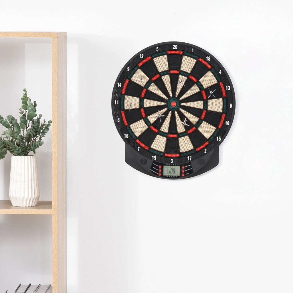 EasyComfort Bersaglio a freccette elettronico in PP con 6 Freccette e Tabellone segna Punti, 44x39.5x 2.2cm, Nero