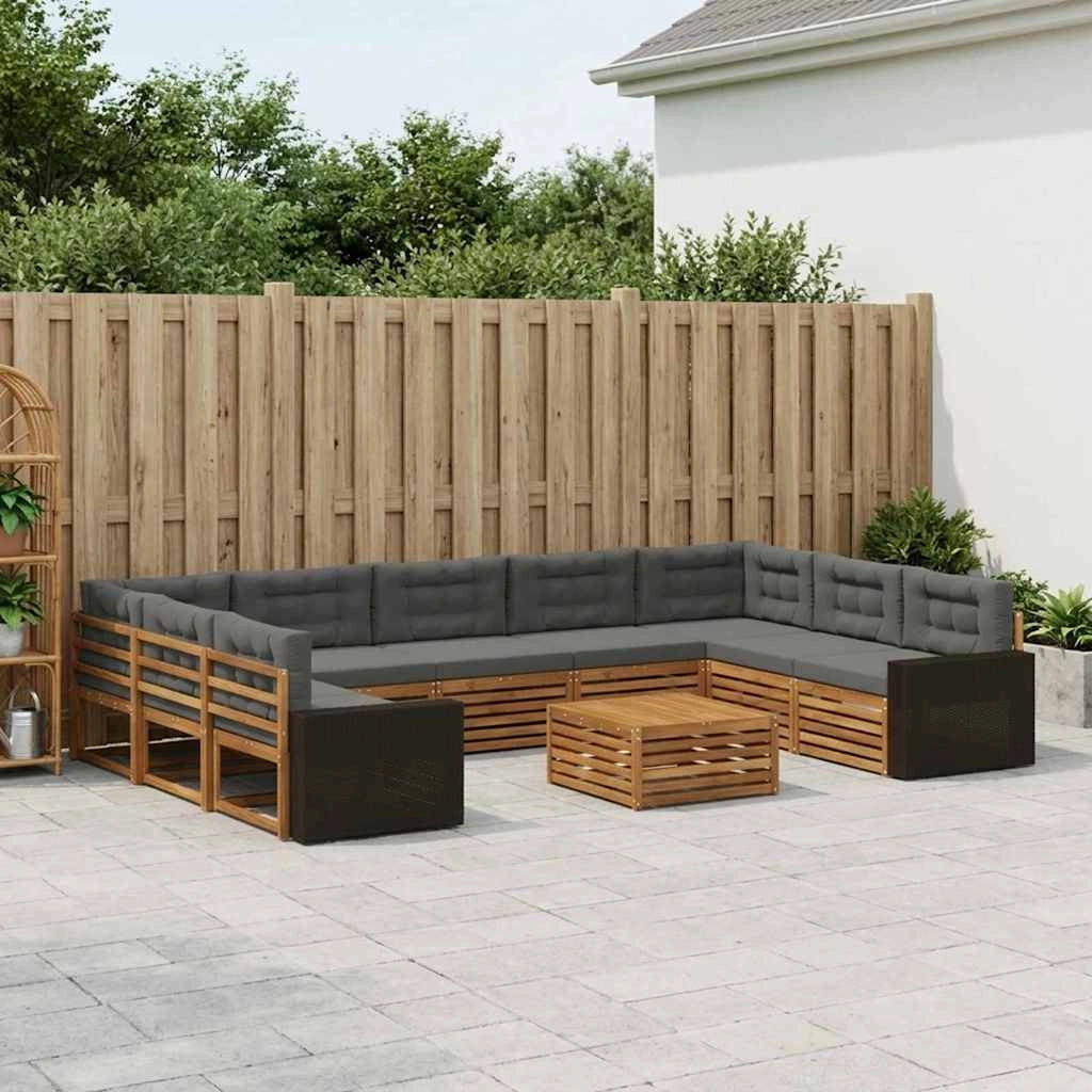 Set di divani da esterno 10 pz Naturale e Antracite 3383875