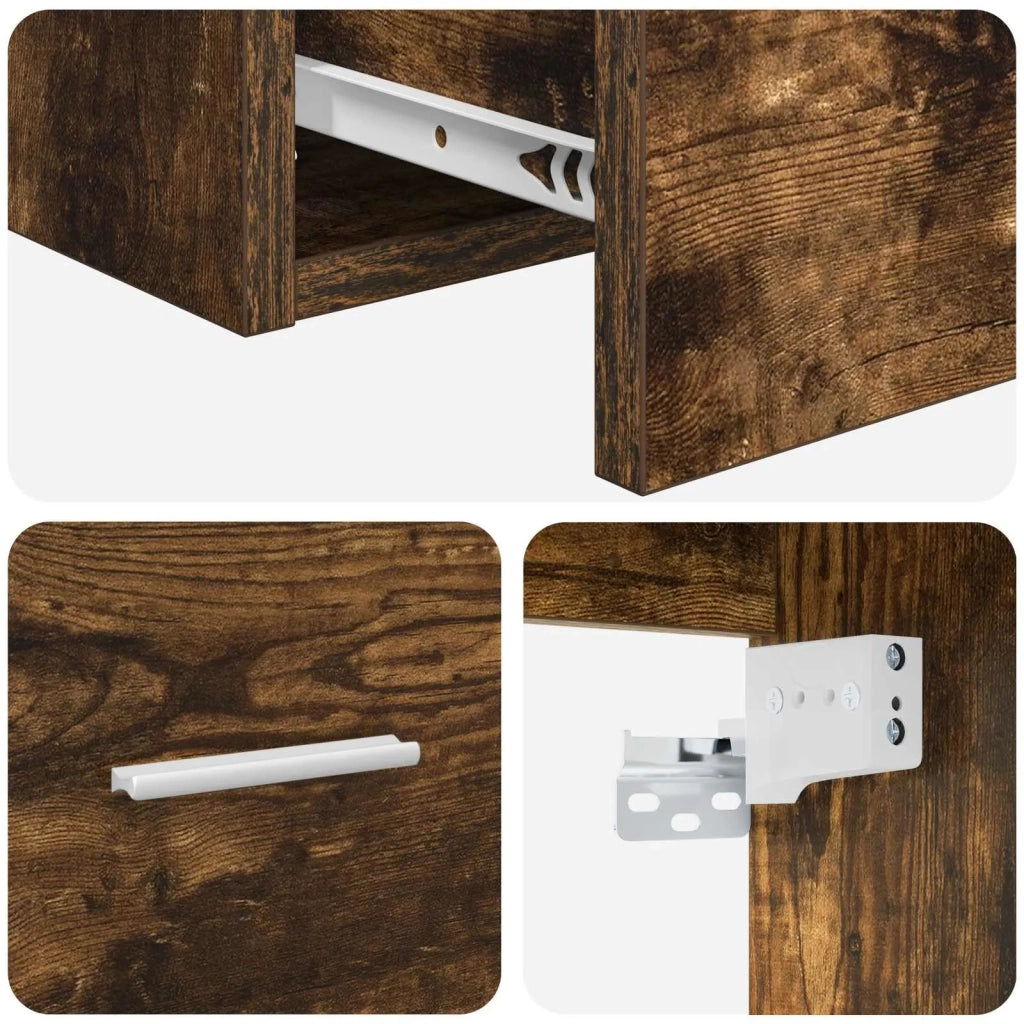 Mobile Lavabo da Parete Rovere Fumo 49,5 x 44,5 x 65 cm 890298
