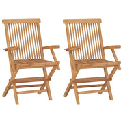 Sedie da Giardino Pieghevoli 2 pz | Sedie da Esterno in Legno Massello di Teak