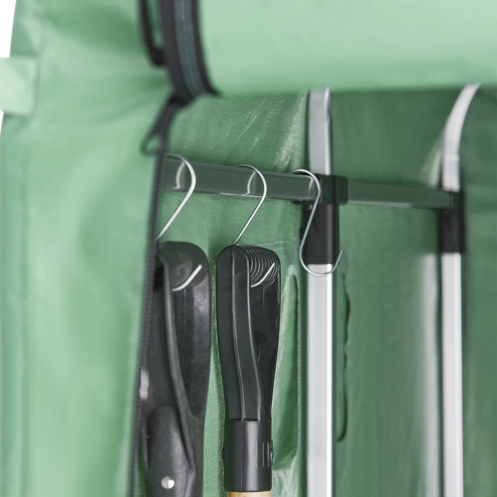 SoBuy Casetta da Giardino, Tenda Esterno Impermeabile, Rimessa Moto con Ganci, Garage per Biciclette e Attrezzi, Deposito Bici, Spazio di Stoccaggio, Verde, 159x219x165 cm, KLS11-L-GR