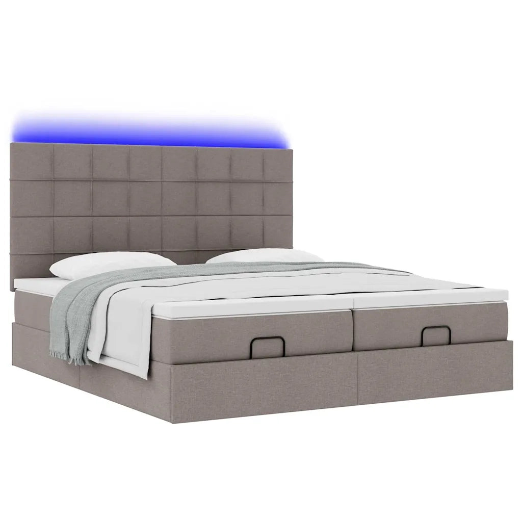 Struttura Letto Pouf con Materassi Tortora 180x200cm in Tessuto 3314545