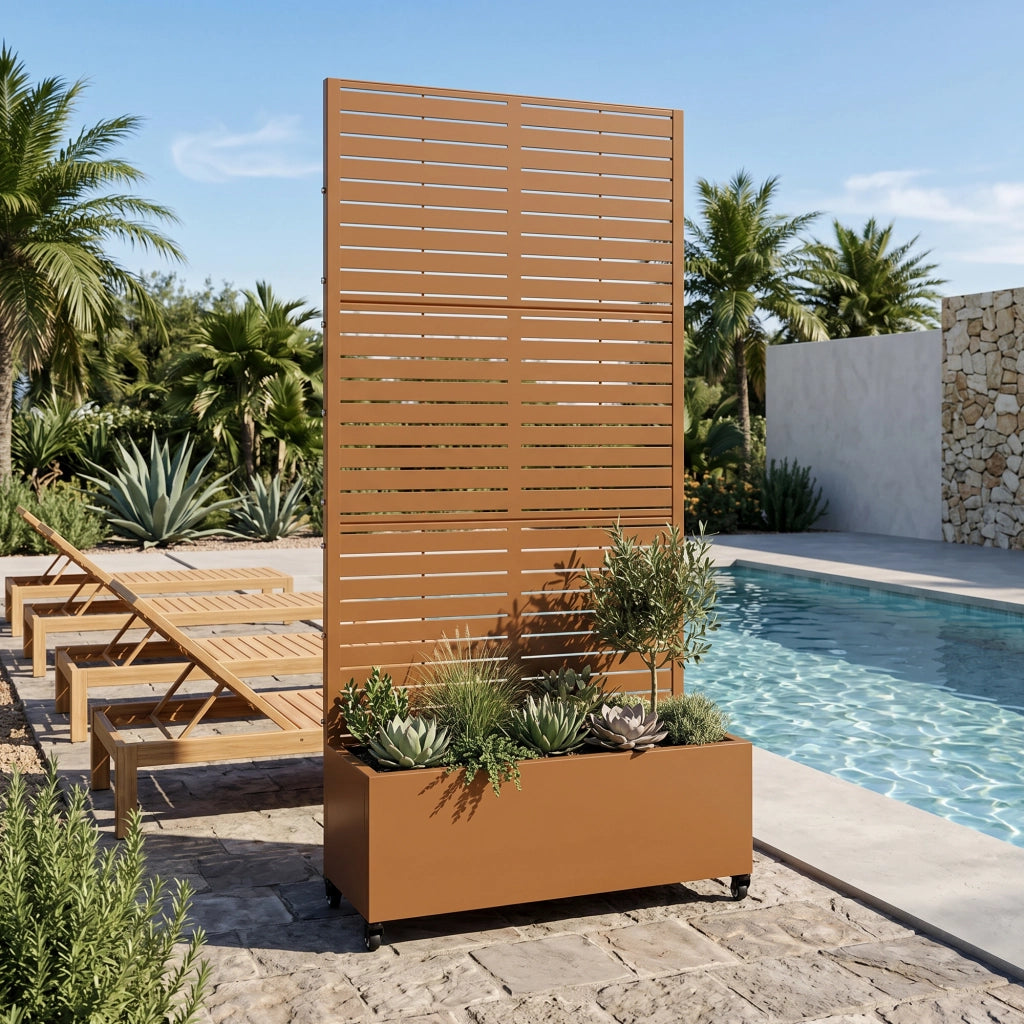 Fioriera con Spalliera Nodepp in Acciaio 190 x 82 x 38 cm - Marrone casa.pro