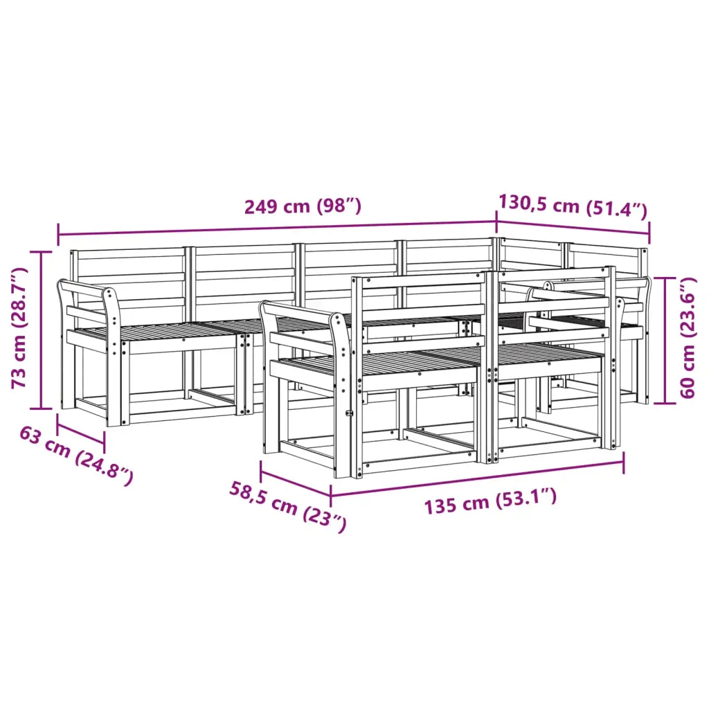 Set di divani da esterno 7 pcs Bianco Legno di Acacia Massello 3387768