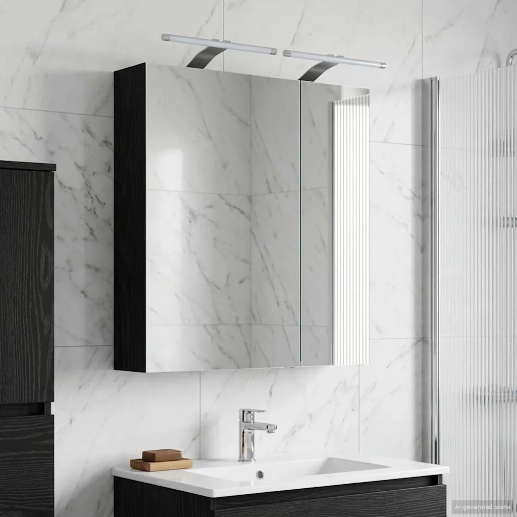 Mobiletto per specchio da bagno Rovere Nero 60 x 14,5 x 70 cm 889064