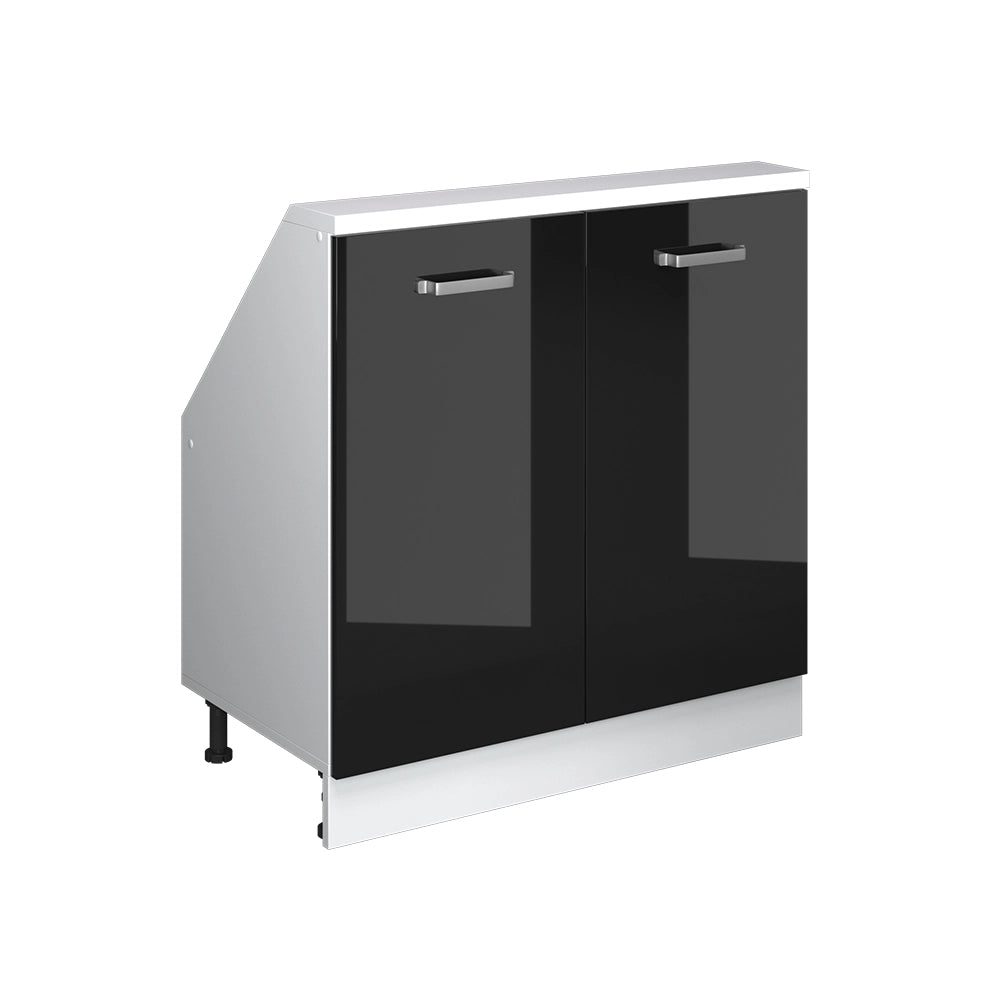 Mobile sottotetto Rion Nero lucido/Bianco con 2 porte Vicco