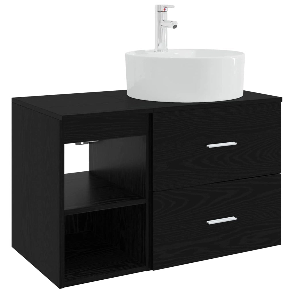 Set di mobili per il bagno 2 pcs Rovere Nero 3403905