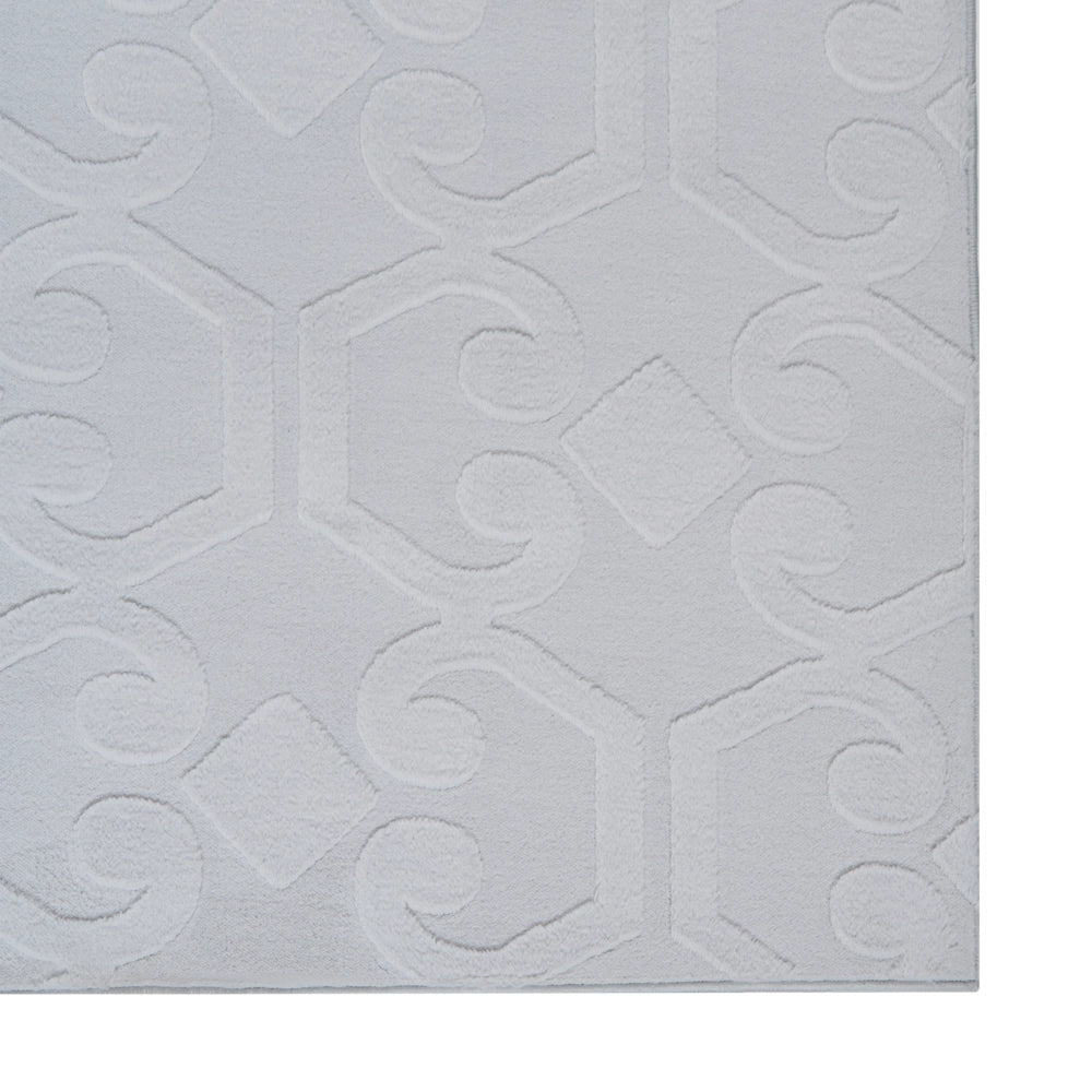 Tappeto decorativo rettangolare in jacquard 80 x 300 cm, grigio chiaro design elegante