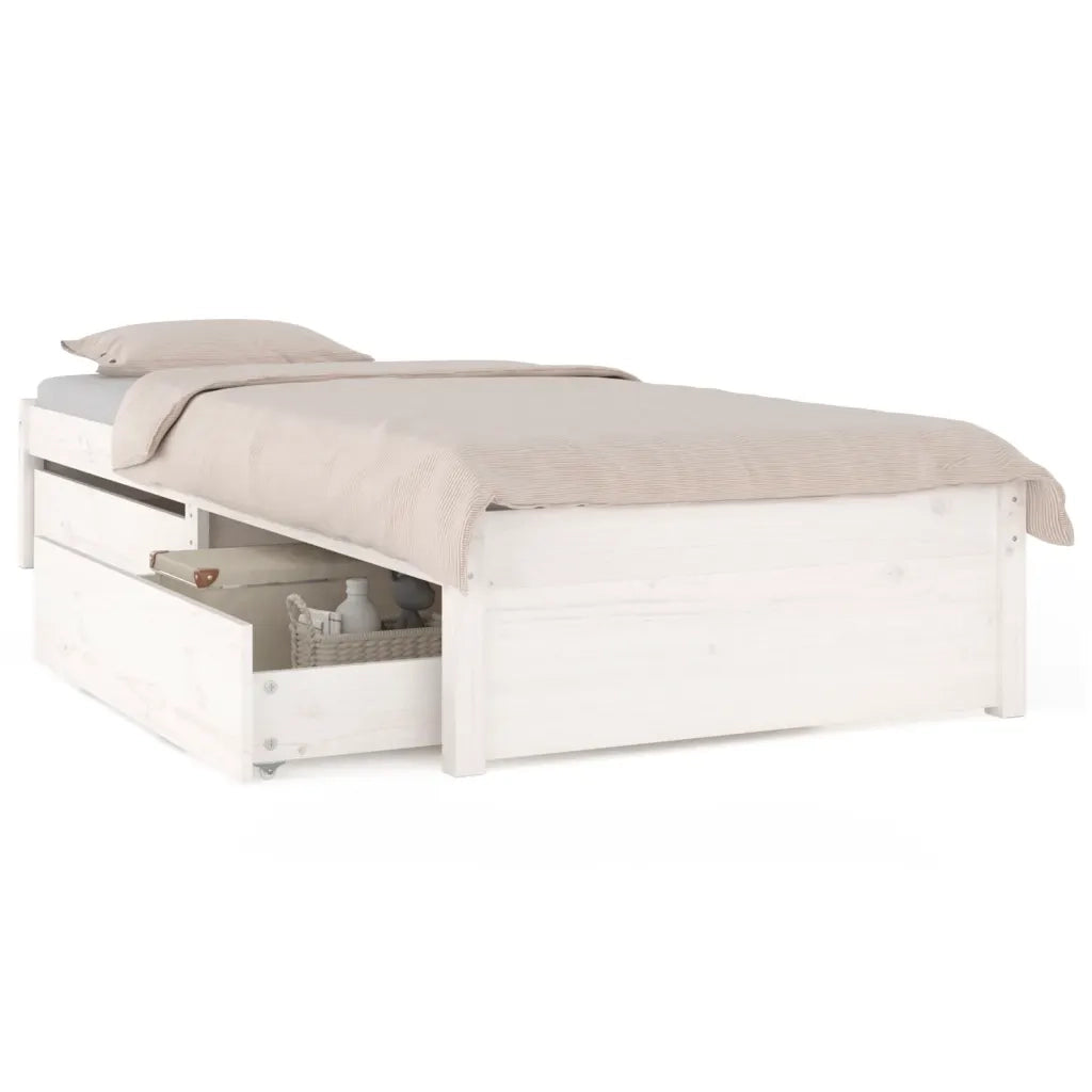 Giroletto-Struttura Letto Bianco con Cassetti 90x190 cm Single 326651